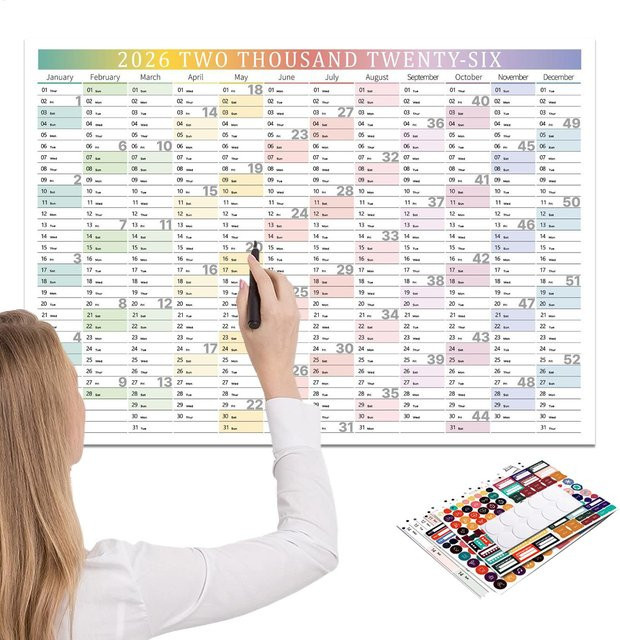 Wandkalender 2026 mit Aufklebern als Monats- und Jahresplaner in Weiß - Bild 1