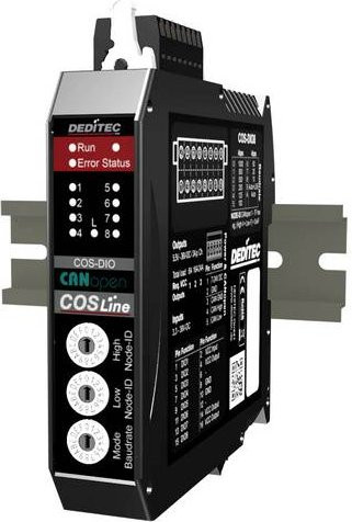 Deditec UC-CANOPEN-DIO8 I/O Modul CANopen in Schwarz mit 8 Eingängen und 8 Ausgängen (7-24 V/DC) - Bild 1