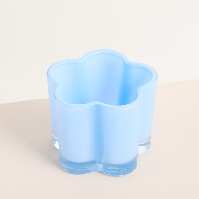 BLUME2000 Glas Kerzenhalter in Blau mit Blumendesign - Bild 1