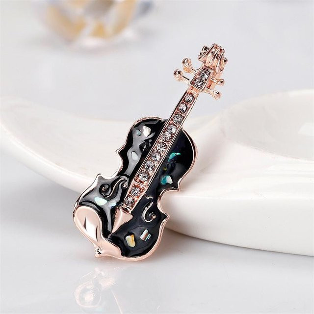 YIRAN Jewelry Brosche, Gitarre Geige, Muschel, Damen - Bild 1