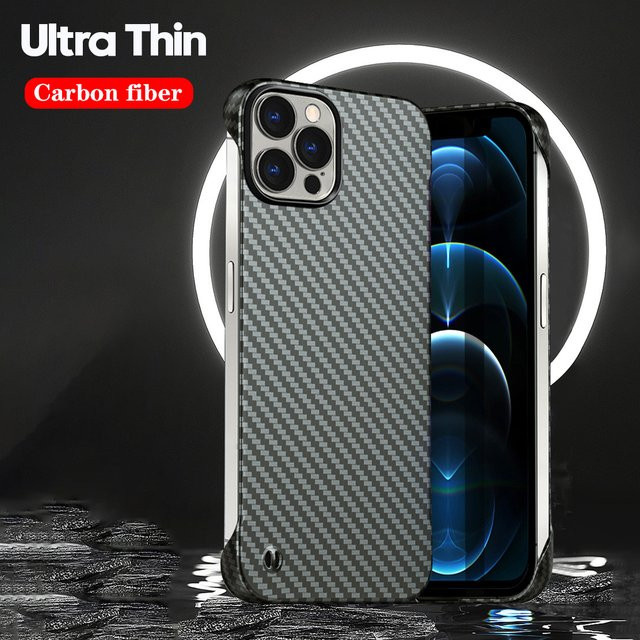 Kedootd Ultra dünne rahmenlose Schutzhülle aus Kohlefaser in Schwarz für iPhone 15 14 13 12 11 Pro Max und weitere Modelle - Bild 1