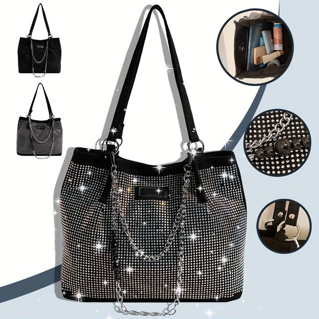 FXZLLQ Umhängetasche, Strass, Kettendekor, Damen - Bild 1