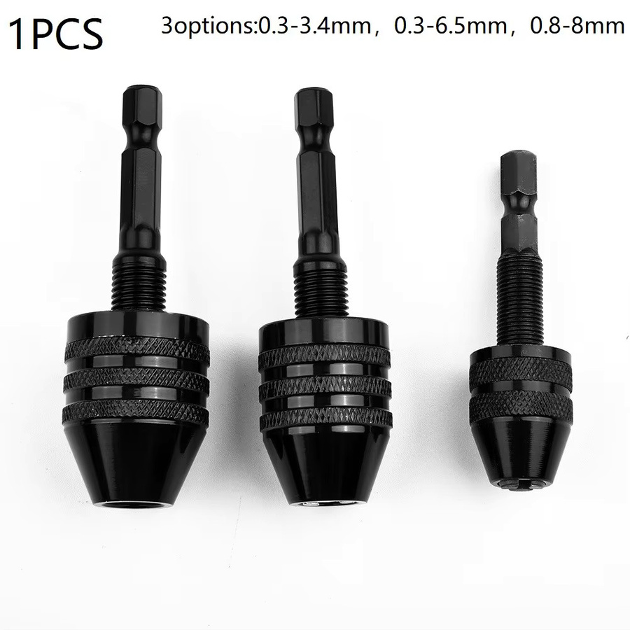 DAZZLEEX Bohrfutter Adapter mit Sechskantschaft für Elektrobohrer, Schnellwechsel-Konverter für Bohrer von 0,3-8mm, Schwarz - Bild 3