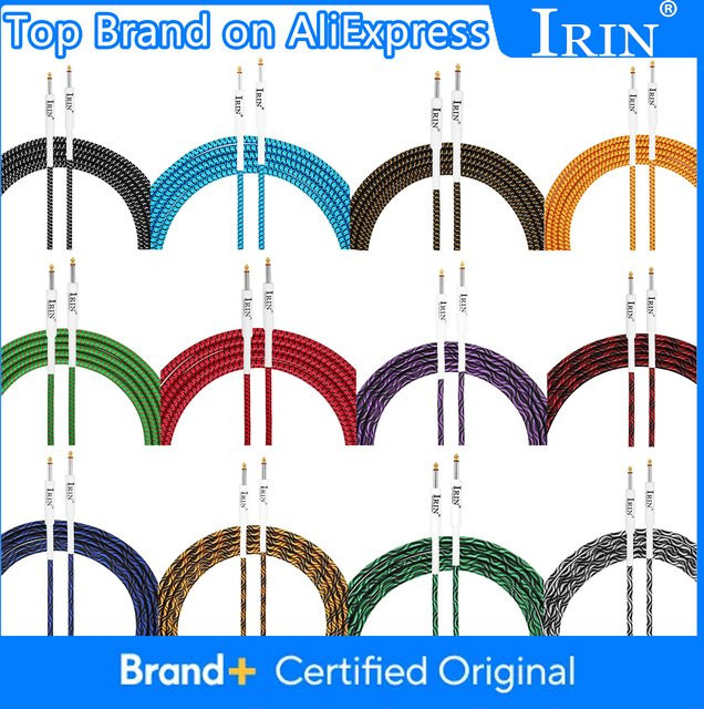 IRIN E-Gitarren-Audiokabel mit 6,35 mm Stecker auf Stecker und Denoise-Funktion, Länge: 3 m, Farben: Rot und Schwarz - Bild 1