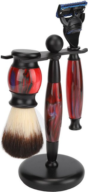 TOMTOP JMS 3-teiliges Rasierhalter-Pinsel-Set mit Rasierer, Black, Herren - Bild 1