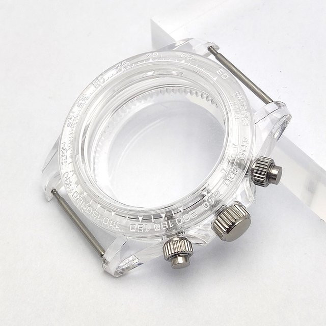 OUMASHI Chronograph, 39 mm, Acrylgehäuse, Gummi-Uhrenarmband, Silber - Bild 1