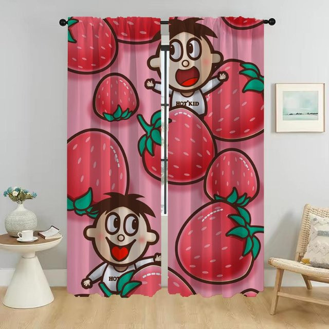 Wangwang Tüllgardinen für Wohnzimmer und Schlafzimmer, 2 Stück, Farbe: Pink, Breite: 50 cm, Höhe: 70 cm - Bild 1
