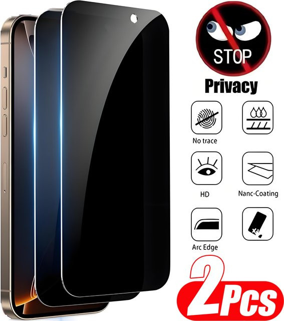SFHOMIE 2er Pack Anti-Spionage Displayschutzfolie aus gehärtetem Glas für iPhone 11 bis iPhone 17 Pro Max und weitere Modelle - Bild 1