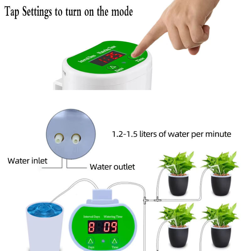 Eshico Intelligente Digitale Bewässerungsmaschine mit Wiederaufladbarem Wasser-Timer für Gartengeräte - Bild 4