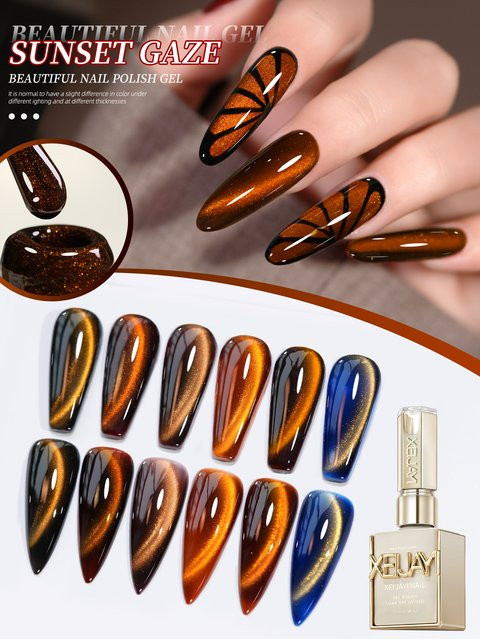 XEIJAYI Cat Eye Nagelgel-Lack, 6er-Set, 15 ml, schimmernd - Bild 1