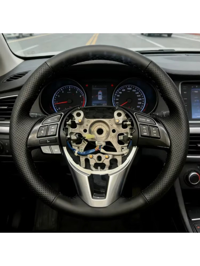 WUNHKF Lenkradbezug aus Mikrofaser-Leder in Schwarz für Mazda 3 Axela, Mazda 6 Atenza, Mazda 2, CX-3, CX-5 - Bild 5