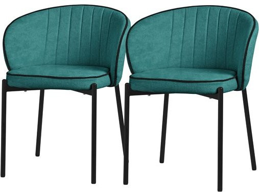 2er Set Esszimmerstühle ML-Design mit Armlehnen in Petrol aus Stoff und Metallbeinen - Bild 1