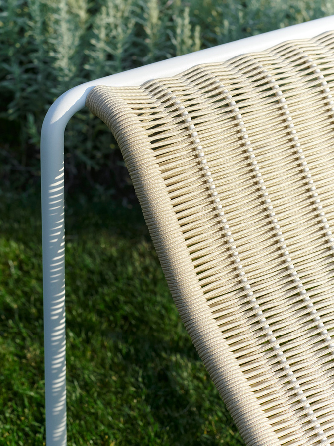 HAY Palissade Cord Chaise Longue aus pulverbeschichtetem Stahl in Weiß mit UV-beständigem Polyester Cord - Bild 2