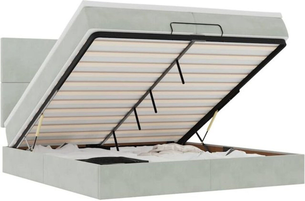 Vidaxl Ottoman Polsterbett mit Matratze aus Samt in Grau, B/T/H: 200 x 200 x 128 cm - Bild 1