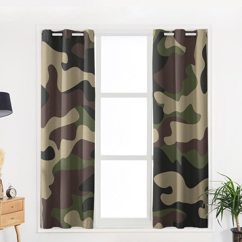 Binchi Outdoor Equipment Vorhang mit geometrischem Camouflage-Muster in Grün und Braun, halbtransparent, Breite: 135 cm, Höhe: 160 cm - Bild 4