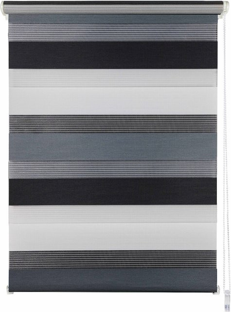 Ondeco Doppelrollo Just Triple Klemmfix Seitenzugrollo blickdicht Grau-Anthrazit B: 120 cm, H: 160 cm - Bild 1