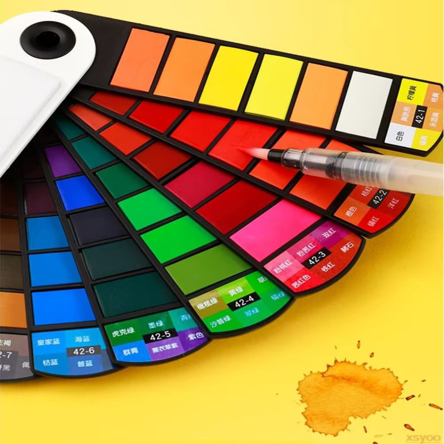 Zusammenklappbares Aquarellfarben-Set mit Wasserpinselstift und 42 Farben in Multicolour für professionelle Ergebnisse - Bild 4