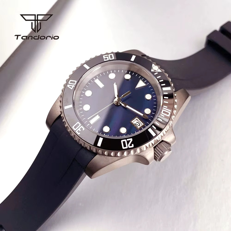 Tandorio Armbanduhr, Automatik, Titan, blau, 40 mm, Silikon, Herren - Bild 3
