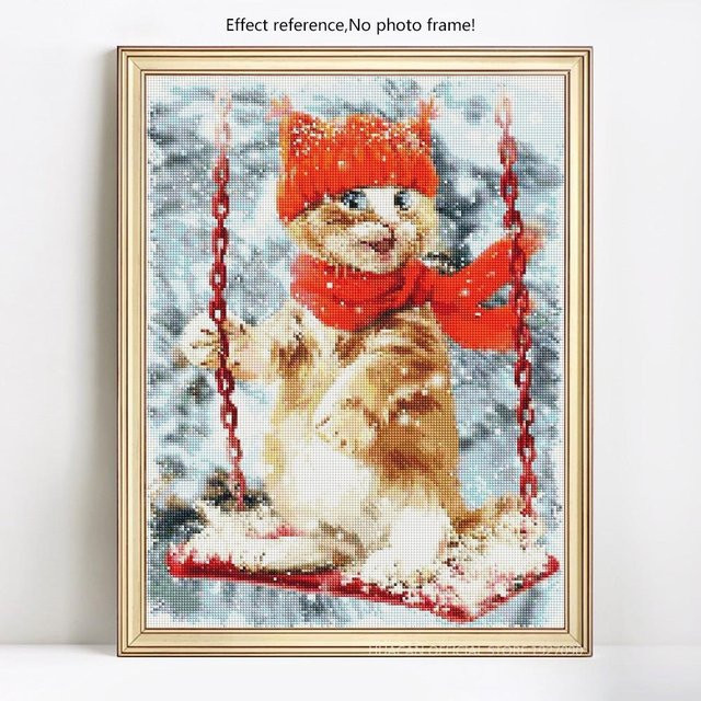 FIYO 5D DIY Diamantmalerei Katze als Strass Stickerei in Grau und Multicolour, B/H: 20 x 30 cm - Bild 1