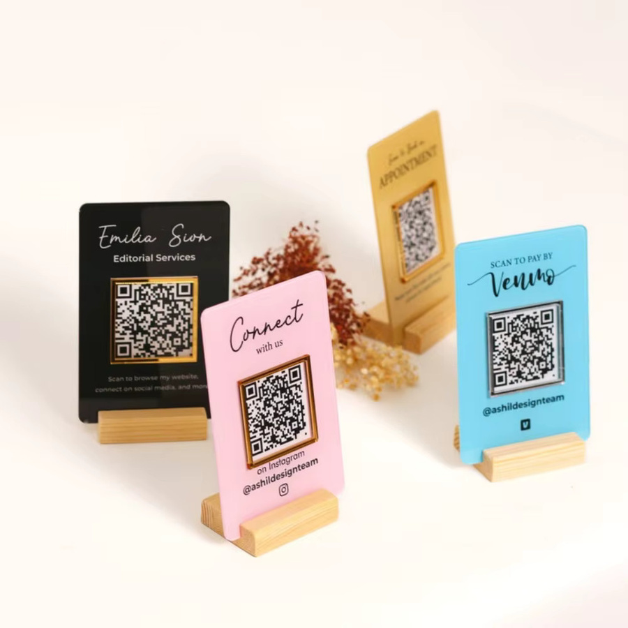 RetroGem Individueller QR-Code-Aufsteller mit NFC-Funktion und personalisiertem Logo in Multicolour - Bild 3
