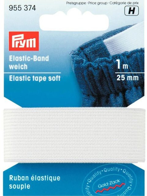 Prym Elastic Band weiches Gummiband weiß Breite: 25 mm, Länge: 1 m - Bild 1