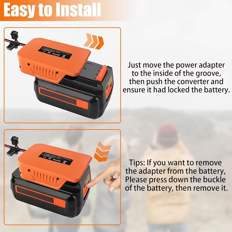 BSIDE DIY Power Wheels Batterieadapter für Makita, Ryobi, Black & Decker und Hitachi/Hikoki 36V 40V Li-Ionen-Akkus mit Sicherung und Schalter - Bild 2