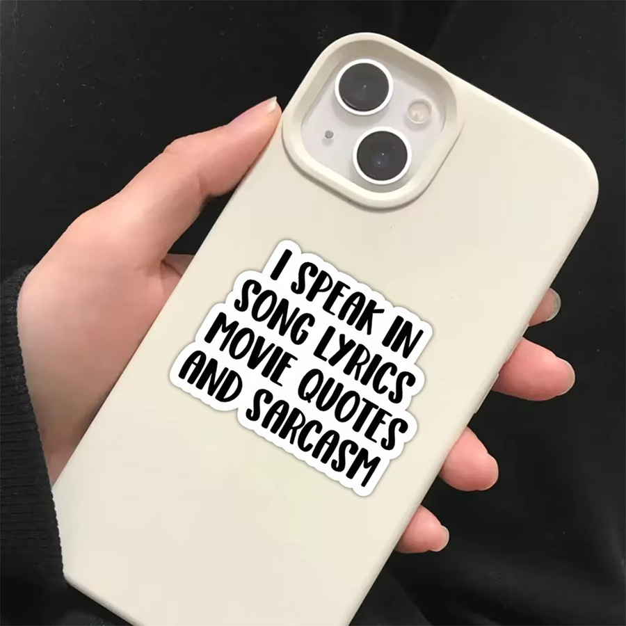 10 Stück I Speak In Song Lyrics Vinyl-Aufkleber in Weiß für Laptops, Flaschen und Becher - Bild 3