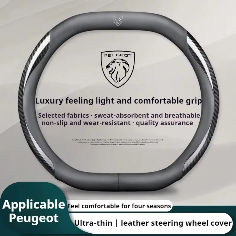 Auto-Lenkradbezug für Peugeot in Schwarz, passend für Modelle 508, 308 SW, E-208, 208, E-408, 408, GT, 2008, 3008, 5008, E-3008, E-2008, E-Expert, E-Traveller und Rifter - Bild 1