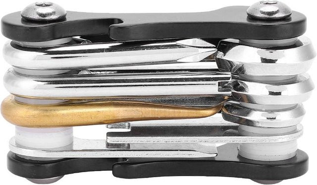 KEEP DIVING Tragbarer 8 in 1 Klapp-Inbusschlüssel und Reparaturwerkzeugsatz in Schwarz - Bild 1