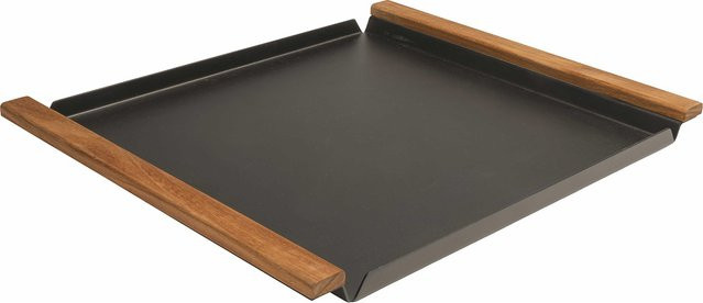 Stern Tablett aus Aluminium in Anthrazit mit Teakgriffen B/T/H: 48 x 40 x 3 cm - Bild 1