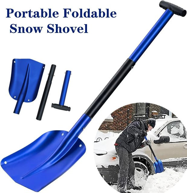 Versenkbare Outdoor Schneeschaufel aus Aluminiumlegierung in Blau für Garten und Camping - Bild 1
