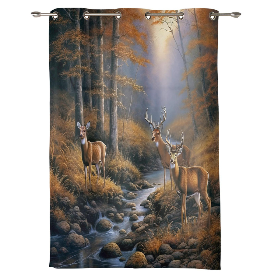 Wald Hirschbach Vorhang aus Polyester, semi-transparent, Breite: 135 cm, Höhe: 185 cm - Bild 2