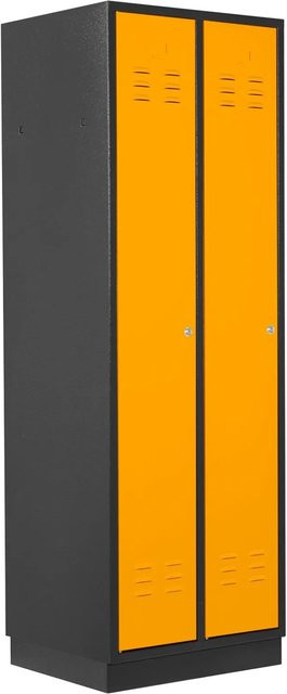 PROREGAL Garderobenschrank Ermine mit 2 Türen aus Stahlblech, Anthrazit-Gelb, H x B x T: 178 x 60 x 50 cm - Bild 1