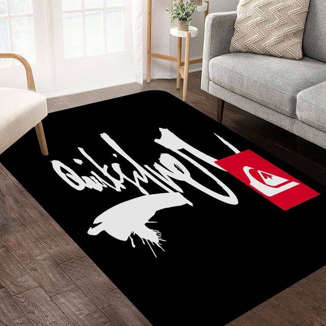 Q-QuiksilverS Logo Bodenteppich im nordischen Stil in Schwarz - Bild 1