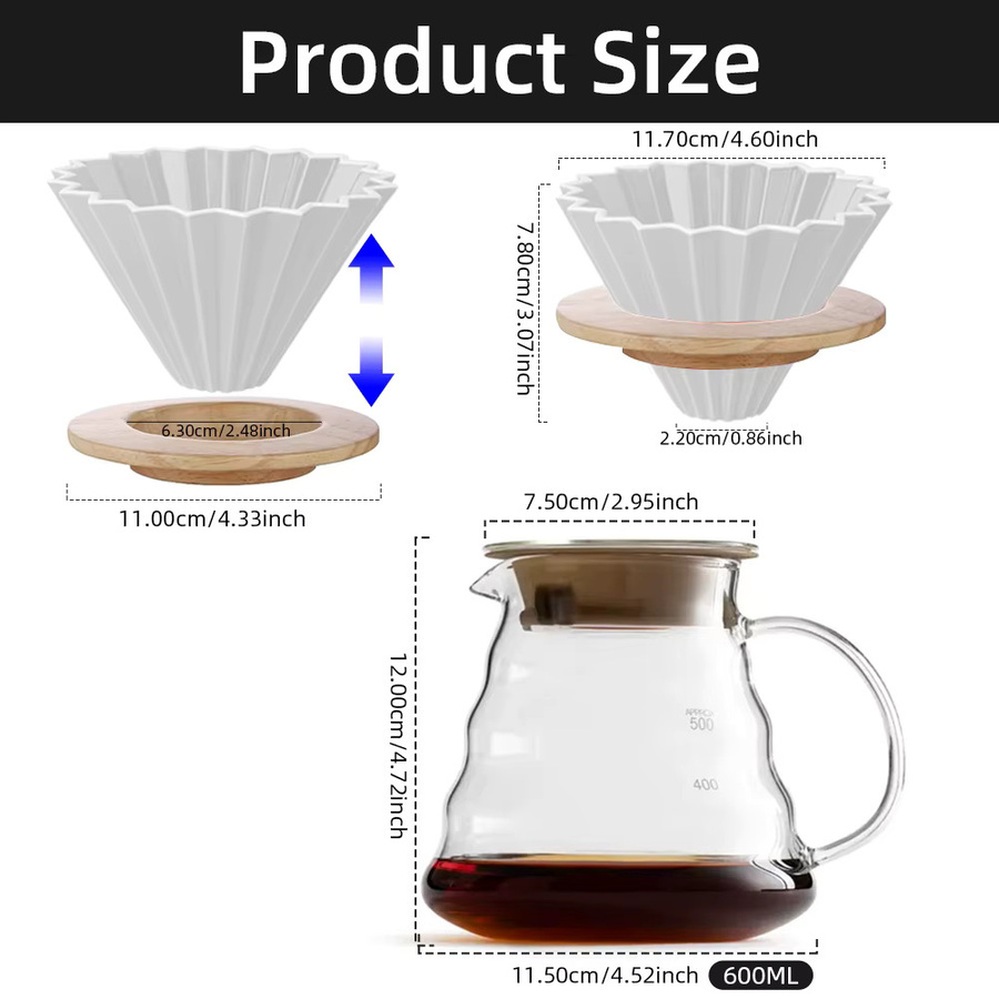 MYVIT Keramik Kaffeefilter-Becherhalter in Weiß, runder Kegel-Tropfer für Handbrau-Kaffee und Maschinen, 1–2 Tassen - Bild 5