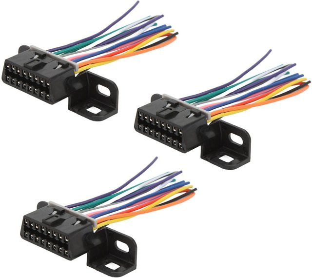 CosyHome 3er Set 16-polige OBD2-Kabelstecker J1962F Diagnosekabeladapter Schwarz und Mehrfarbig - Bild 1