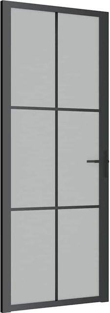 vidaXL Innentür modern in Schwarz mit Mattglas und Aluminium, B/H: 83 x 201,5 cm - Bild 1