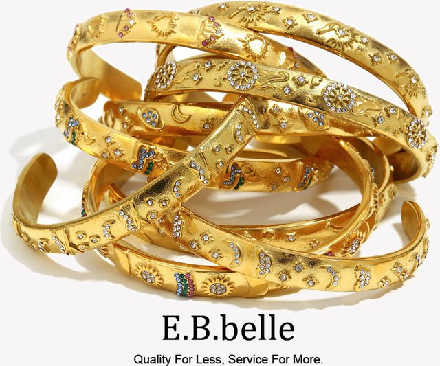 E.B.belle Armband, 18 Karat vergoldeter Edelstahl, Strass, Damen - Bild 1