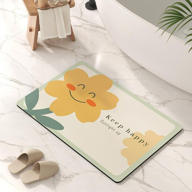 Saugfähige Badezimmerbodenmatte aus Diatomeenerde von Household supplies MH, rutschfeste Fußmatte für WC und Eingangsbereich, B/B: 40 x 60 cm, Mehrfarbig - Bild 1