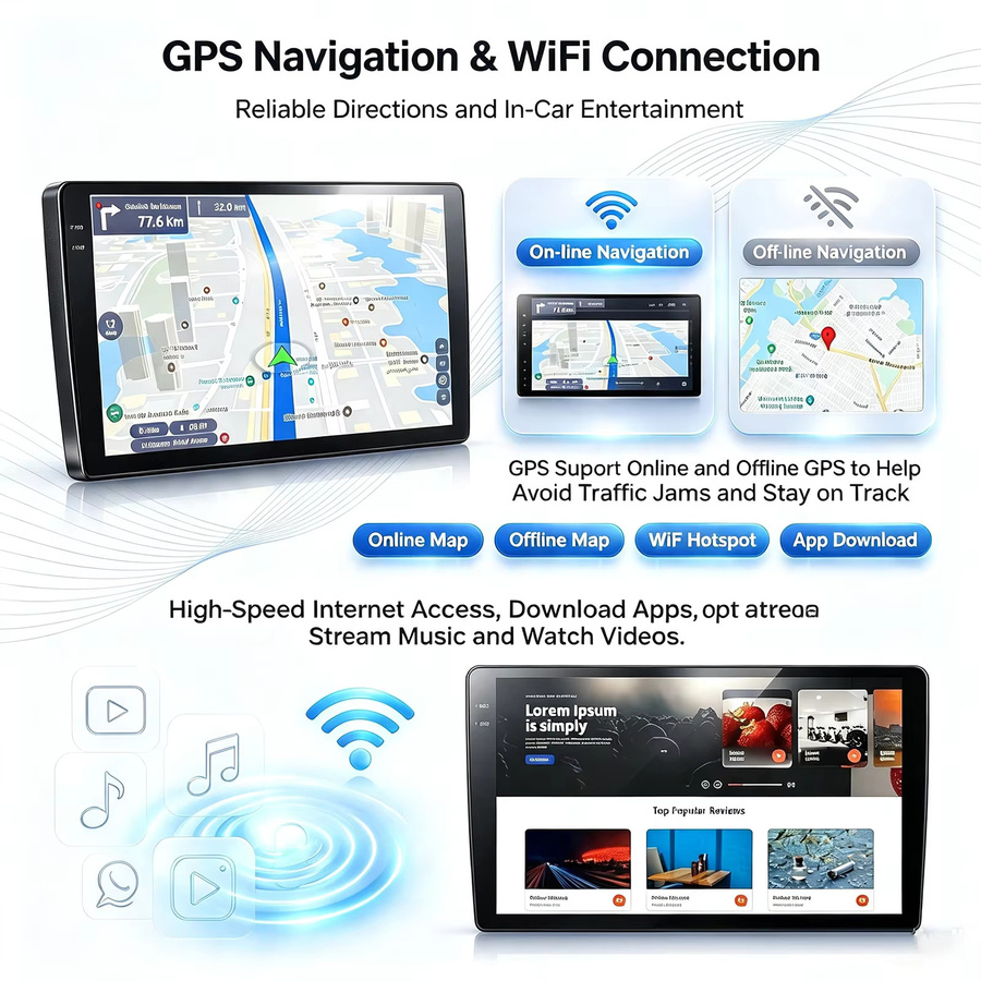 MOPECT Autoradio mit 128G Speicher für Ford Fiesta 2009-2017, kabelloses CarPlay und Android Auto, GPS, WiFi, Multimedia Stereo mit DAB+ und DVR in Schwarz - Bild 7