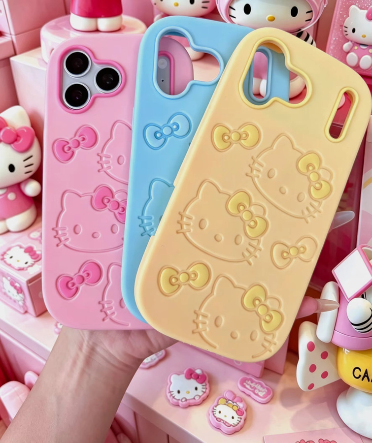 Sanrio Hello Kitty Silikon Softcover für iPhone 17 16 15 14 Pro Max und 17 Pro, matt und stoßfest, mehrfarbig - Bild 2