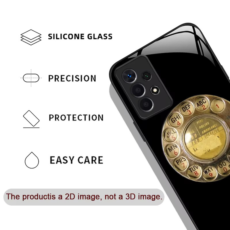 Retro-Telefonhülle aus gehärtetem Glas mit drehbarem Zifferblattmuster für Samsung Galaxy A56 A55 A54 A53 A52 A51 A50 A36 A17 A15 A14 - Bild 1