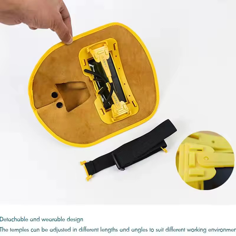 Solarbetriebener Schweißhelm mit automatischer Verdunkelung und gelber Lederpolsterung für MIG WIG und Stick-Schweißen - Bild 3