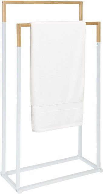 Relaxdays Handtuchständer aus Metall in Weiß mit 2 Stangen, B/T/H: 86 x 44 x 21 cm - Bild 1