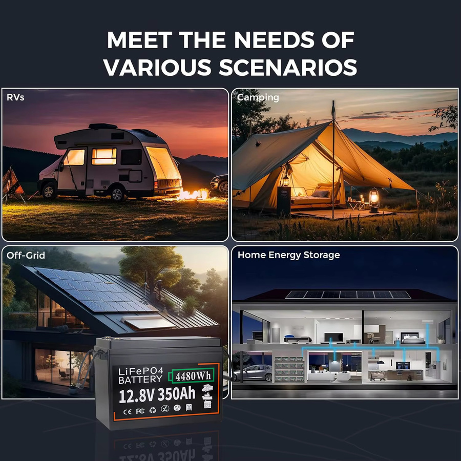 Likctt 12V 350Ah LiFePO4 Lithium-Eisenphosphat-Batterie mit 100A BMS und 4480Wh Kapazität für Wohnmobile, Camping und Off-Grid Anwendungen - Bild 6