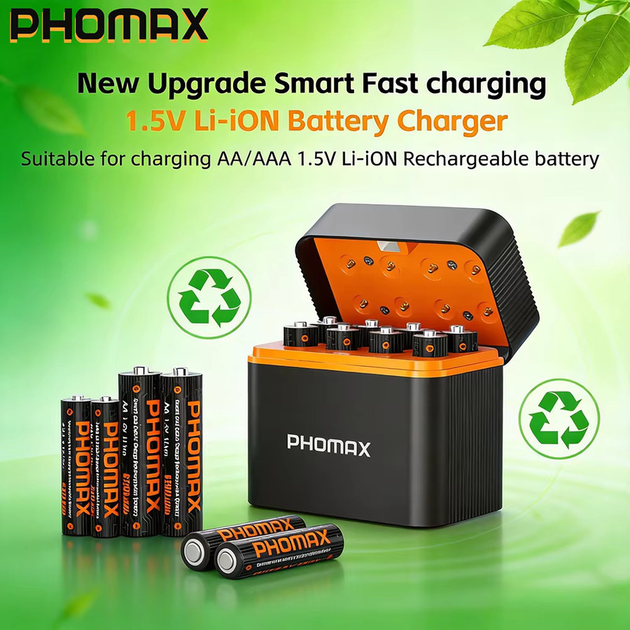 PHOMAX Lithium-Ionen-Akku AA und AAA, 1,5 V wiederaufladbare Batterien in Schwarz - Bild 2