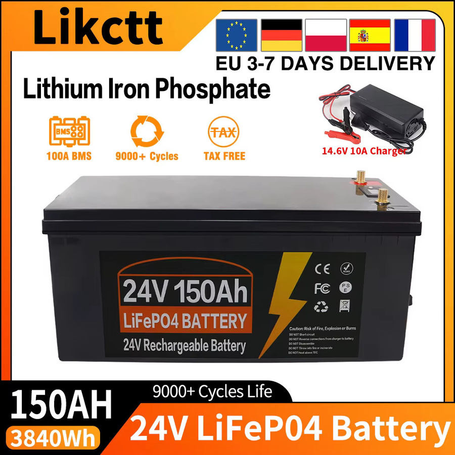 Likctt LiFePO4 Lithium-Eisenphosphat-Batterie mit integriertem BMS in Schwarz für Wohnmobile, Golfcarts und Solarstromspeicher - Bild 2
