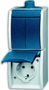 Busch-Jaeger Kombination aus Steckdose mit Schutzkontakt und Serienschalter Ocean A, Aufputz, IP44, 2601/5/20EW-53-503 - Bild 1