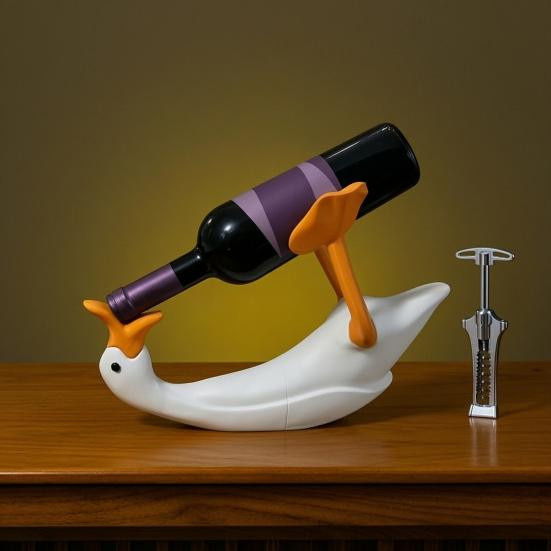 Weinflaschenhalter in Gänse-Form von Mud in your eye, weißer 3D-gedruckter Enten-Weinregal für Standardflaschen als dekorative Küchenbar-Dekoration - Bild 4