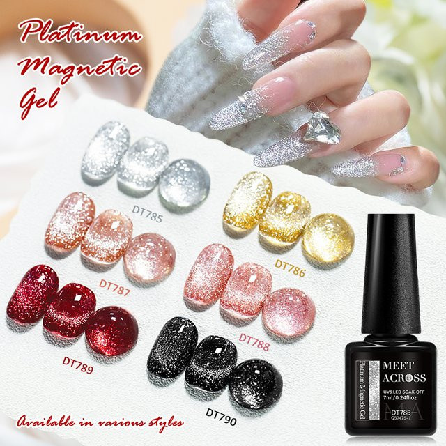 MEET ACROSS Magnetischer Gel Nagellack Platin, 7 ml, Glänzend - Bild 1